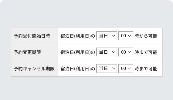 新規予約・変更・キャンセル期限設定